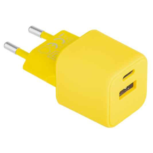 Nätverksladdare Colorum CLS30-AC-05, 30W, 3A, 1 x USB-A - 1 x USB-C, Gul