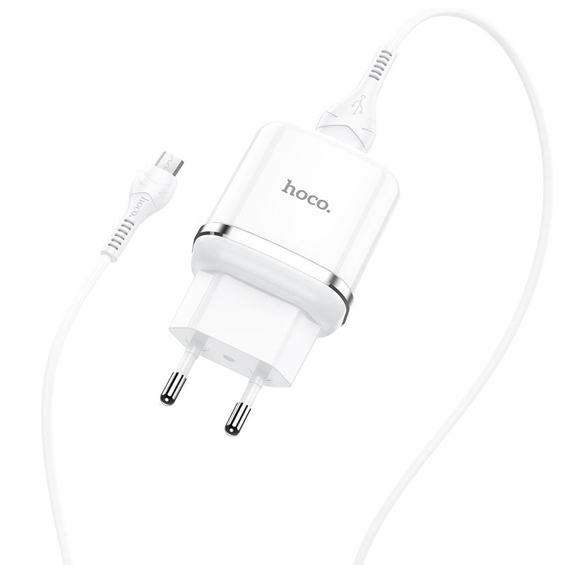 Nätverksladdare med microUSB-kabel HOCO N3, 18W, 3A, 1 x USB-A, Vit