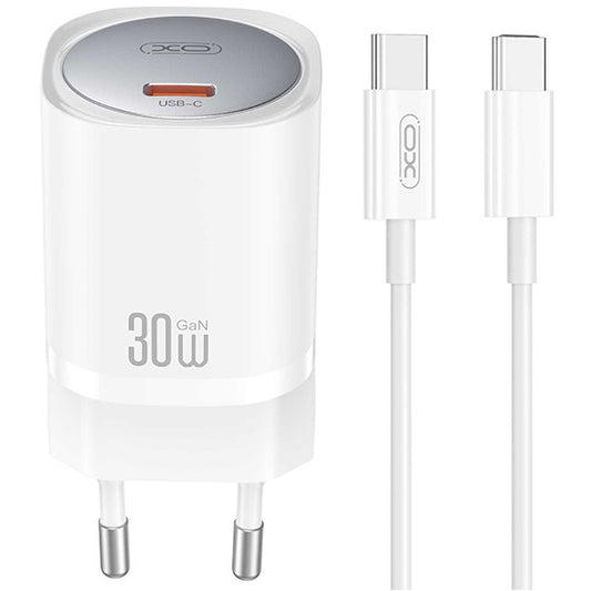 XO Design CE20, 30W, 3A, 1 x USB-C, 1 x USB-C, Vit