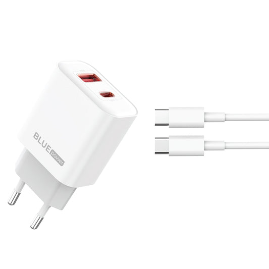 Blue Power BPCE12C USB-C-kabel Nätverksladdare BPCE12C, 20W, 3A, 1 x USB-A - 1 x USB-C, Vit