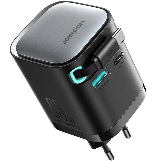 Joyroom JR-TCL02 USB-C-kabel Nätverksladdare JR-TCL02, 65W, 3A, 1 x USB-A - 1 x USB-C, Svart