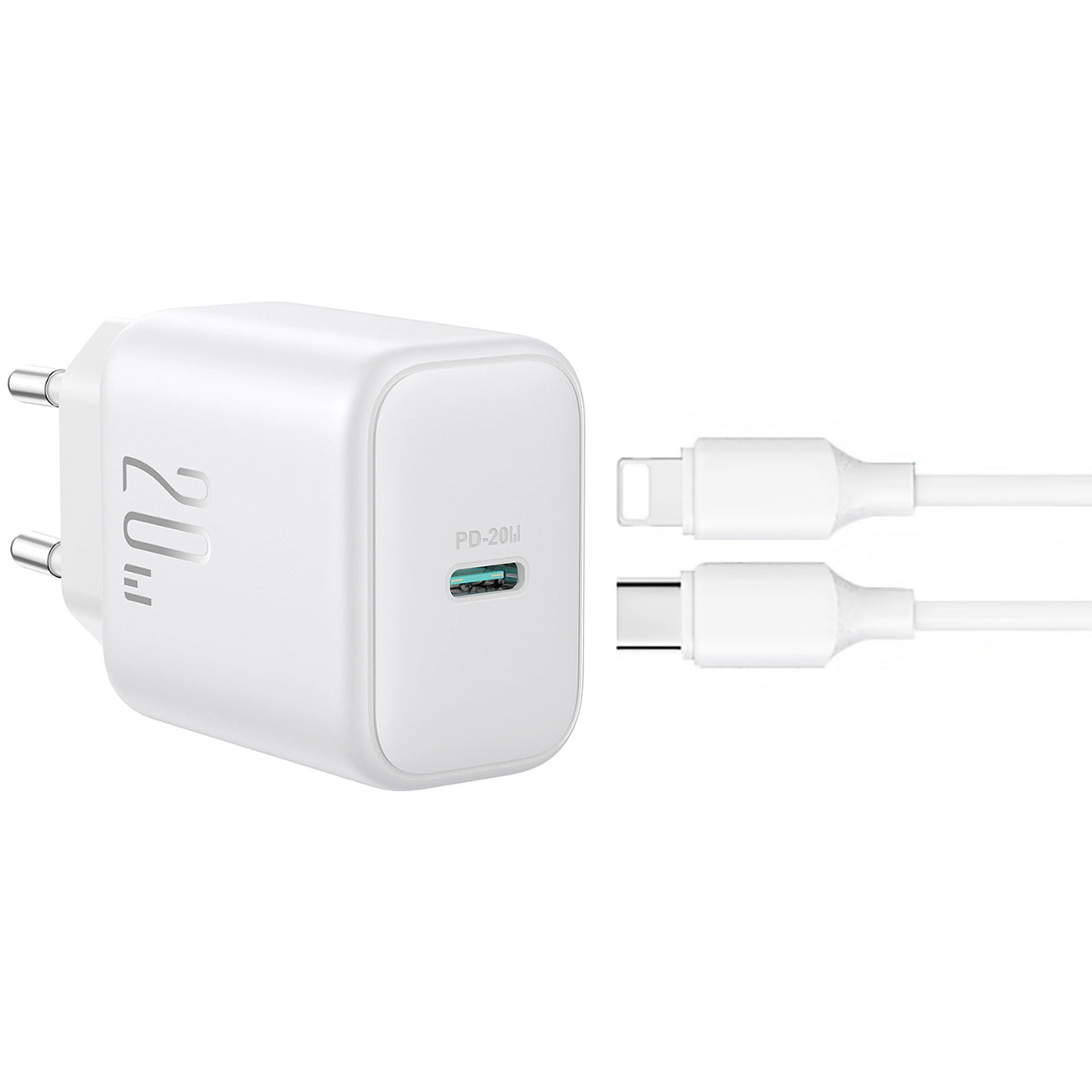 Nätverksladdare med Lightning-kabel Joyroom JR-TCF20, 20W, 3A, 1 x USB-C, Vit