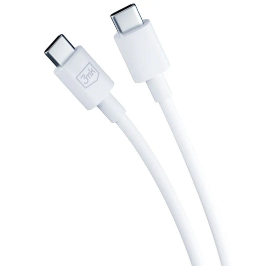 3MK HyperCharger nätverksladdare med USB-C-kabel, 45W, 3A, 2 x USB-C, vit