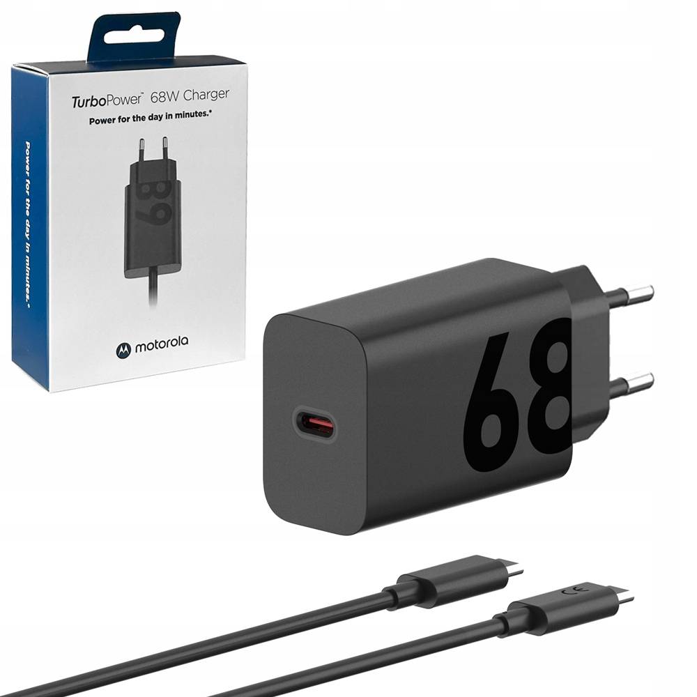 Nätverksladdare med USB-C-kabel Motorola, 68W, 6,2A, 1 x USB-C, Svart PG38C06281