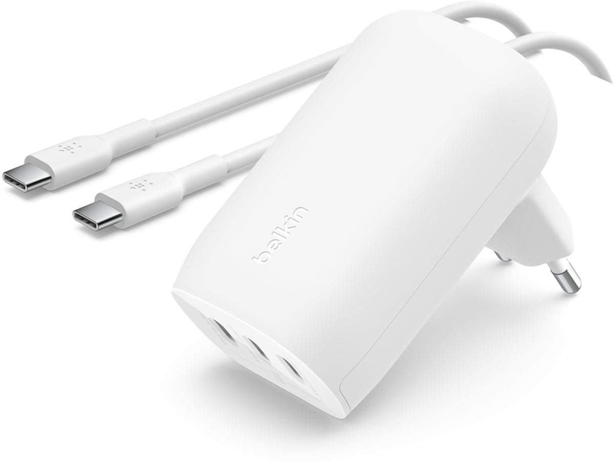 Nätadapter med USB-C-kabel Belkin BoostCharge, 67W, 3A, 3 x USB-C, Vit WCC002vf2MWH-B6