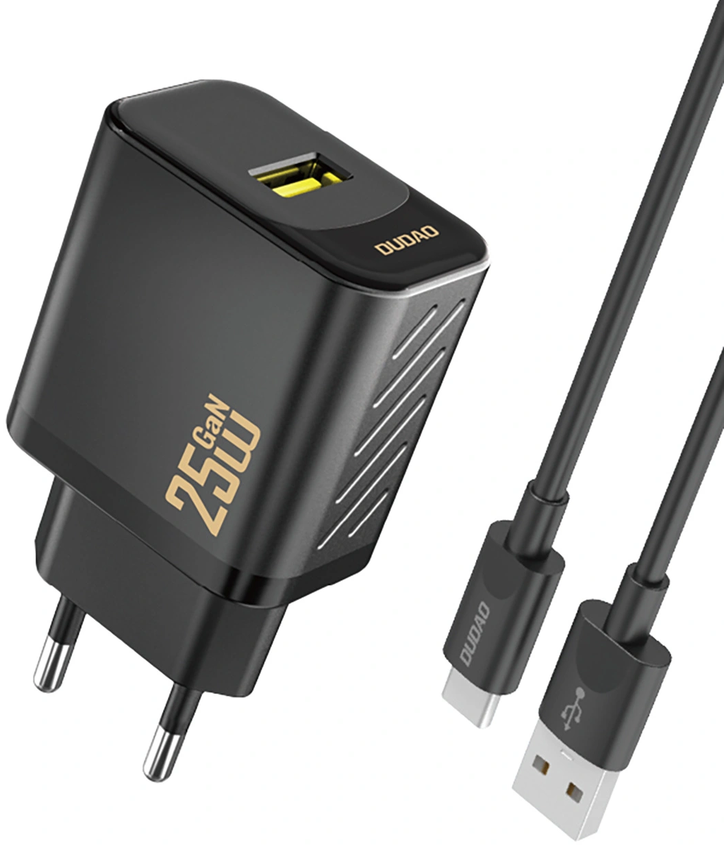 Nätadapter med USB-C-kabel Dudao A27STEU, 25W, 3A, 1 x USB-A, svart