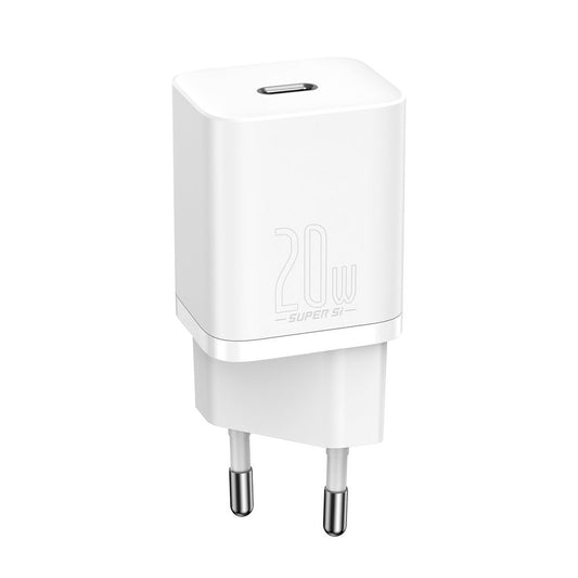 Baseus Super Si nätverksladdare med blixtkabel, 20W, 3A, 1 x USB-C, vit TZCCCSUP-B02