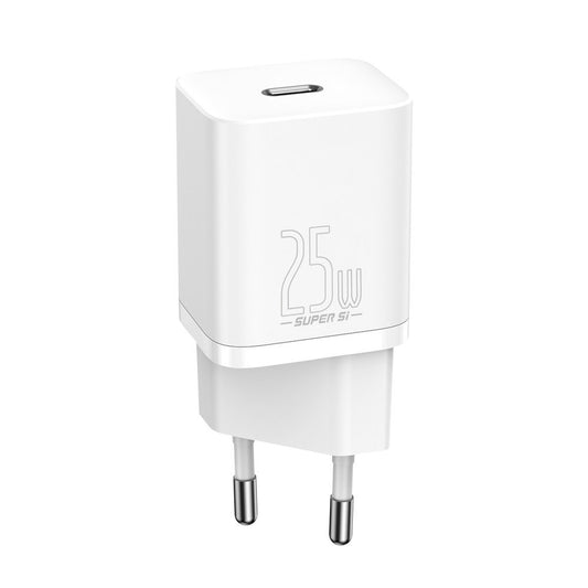Baseus Super Si USB-C nätverksladdare med USB-C-kabel, 25W, 3A, 1 x USB-C, vit TZCCCSUP-L02