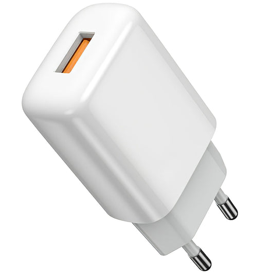 Prestico F7S nätverksladdare med microUSB-kabel, 12W, 2,4A, 1 x USB-A, vit
