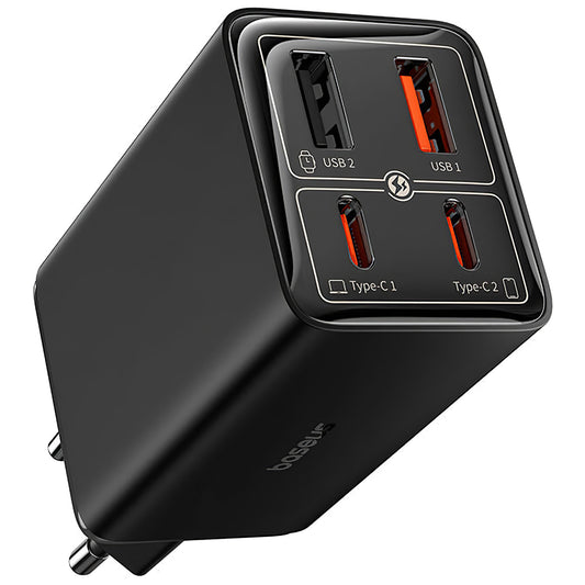 Baseus GaN6 Pro USB-C-kabel Nätverksladdare med USB-C-kabel, 100W, 3,25A, 2 x USB-A - 2 x USB-C, svart P10162705112112-00