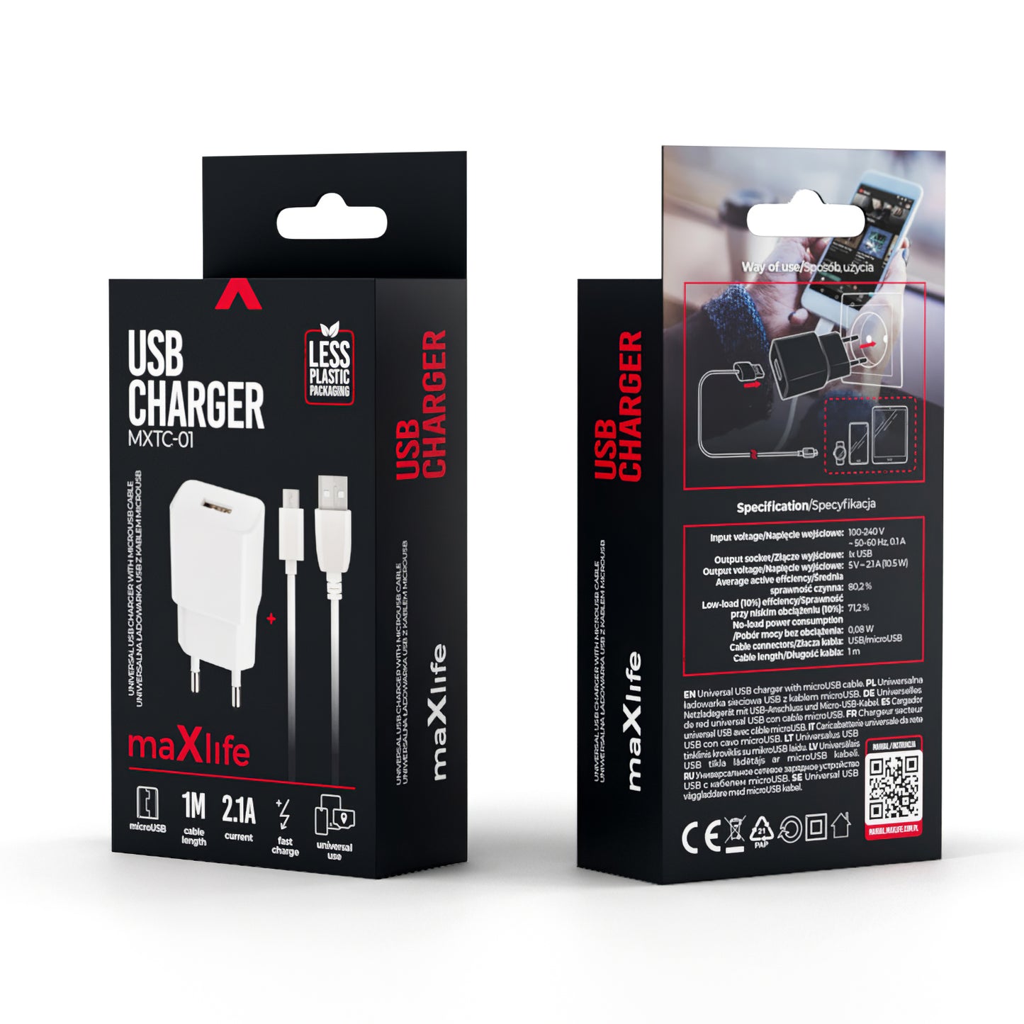 MaXlife MXTC-01, 10,5W, 2,1A, 1 x USB-A, vit