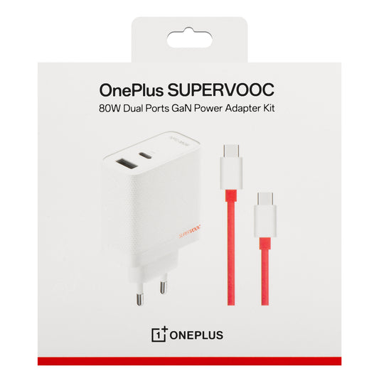 Nätadapter med USB-C-kabel OnePlus, 80W, 7,3A, 1 x USB-A - 1 x USB-C, Vit 5461100597
