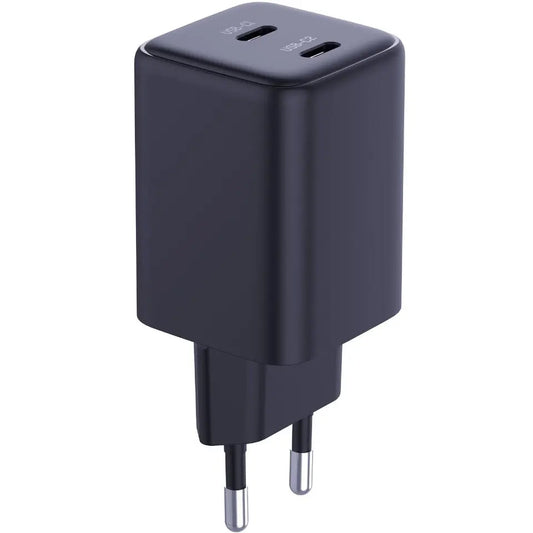 3MK HyperCharger nätverksladdare med USB-C-kabel, 45W, 3A, 2 x USB-C, svart