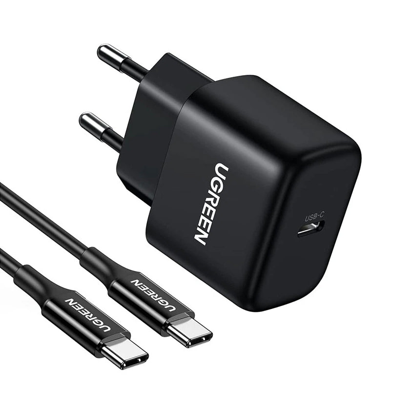 UGREEN CD250, 25W, 3A, 1 x USB-C, 1 x USB-C, Svart