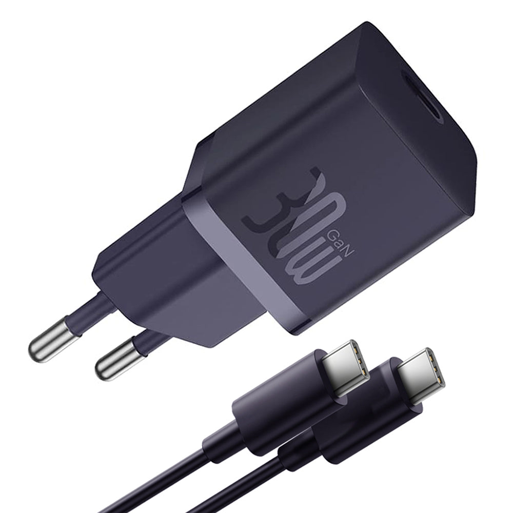 Nätverksladdare med USB-C-kabel Baseus GaN Mini 1C, 30W, 3A, 1 x USB-C, Lila P10110902523-00