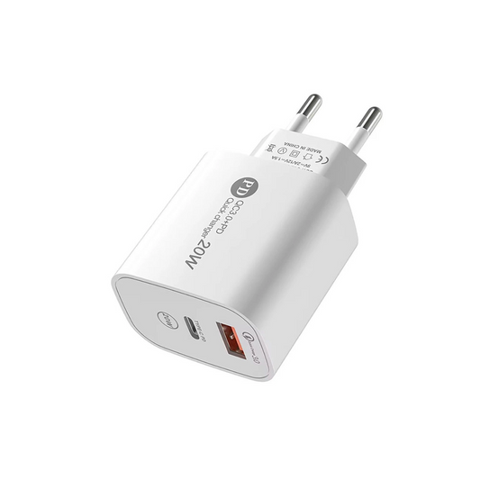 Nätverksladdare med USB-C-kabel A6MaxL, 20W, 3A, 1 x USB-A - 1 x USB-C, Vit