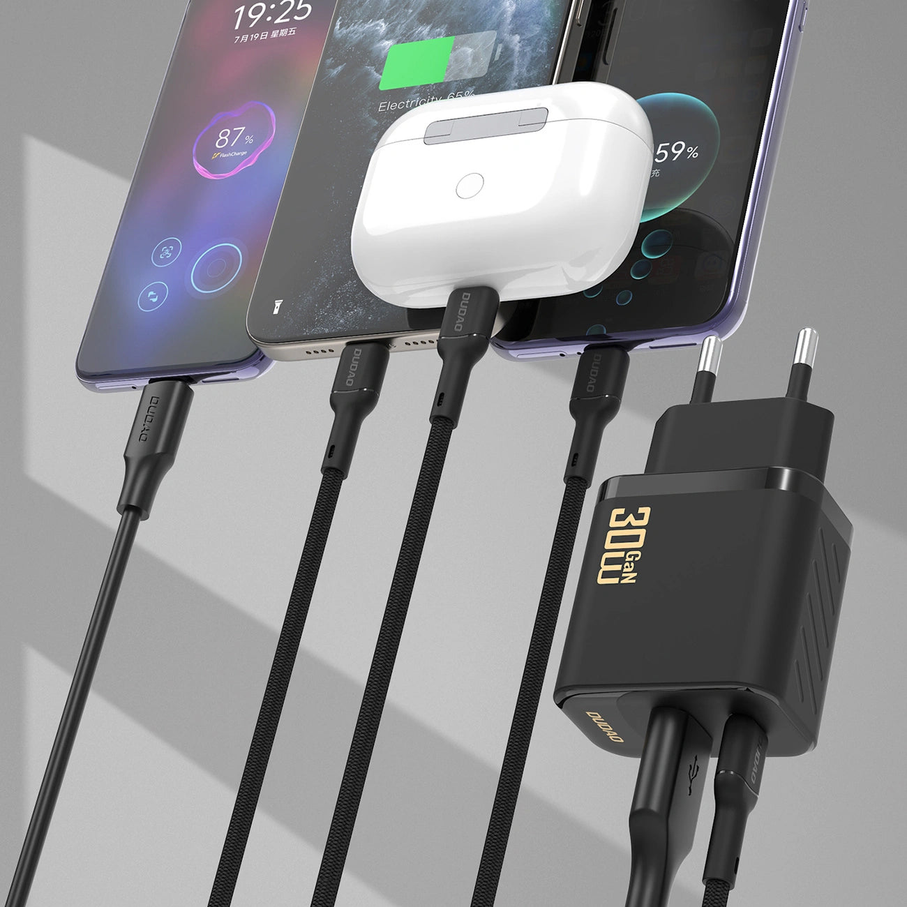 Nätverksladdare med USB-C-kabel Dudao A27TCEU, 30W, 1 x USB-A - 1 x USB-C, Svart