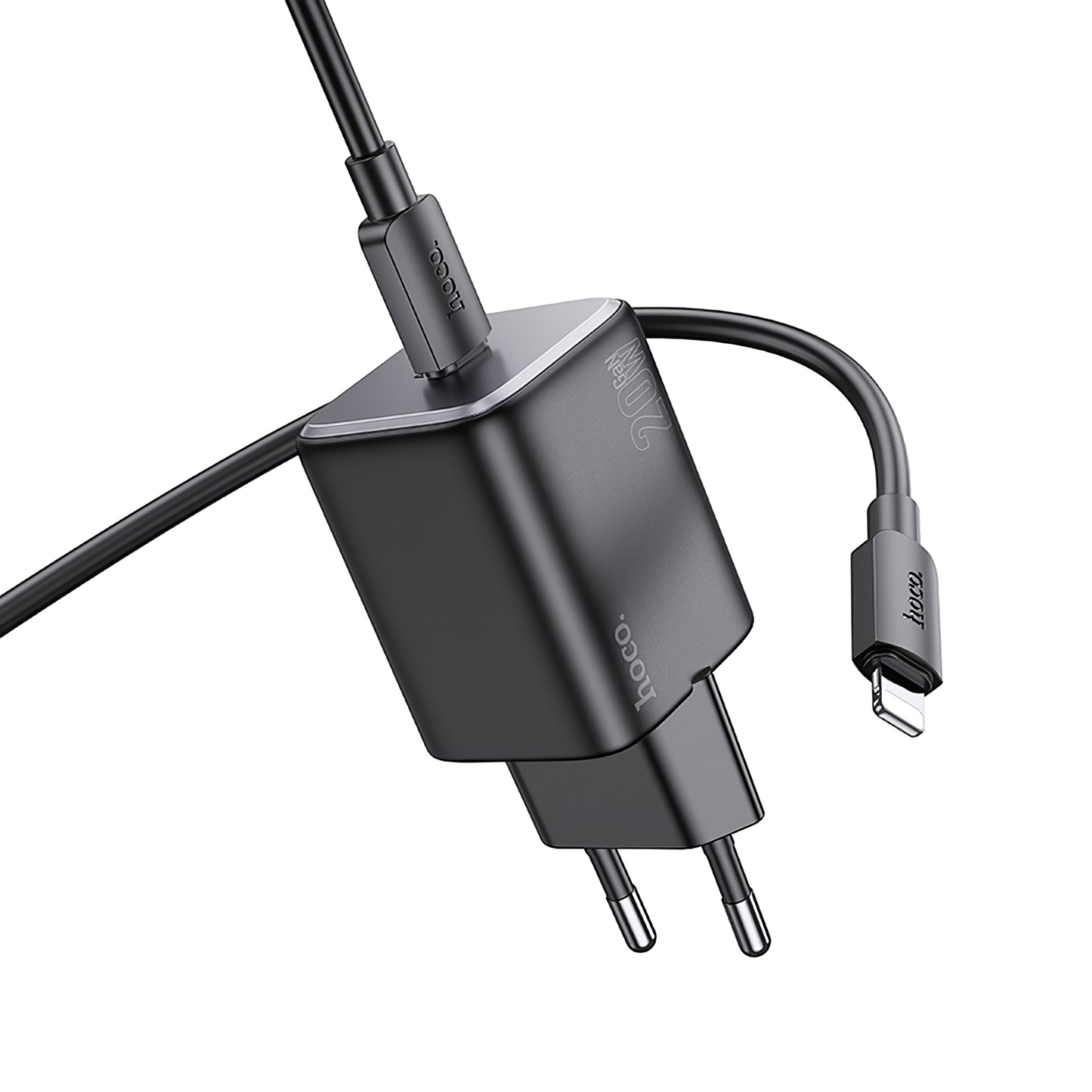 Nätverksladdare med blixtkabel HOCO N40, 20W, 3A, 1 x USB-C, Svart