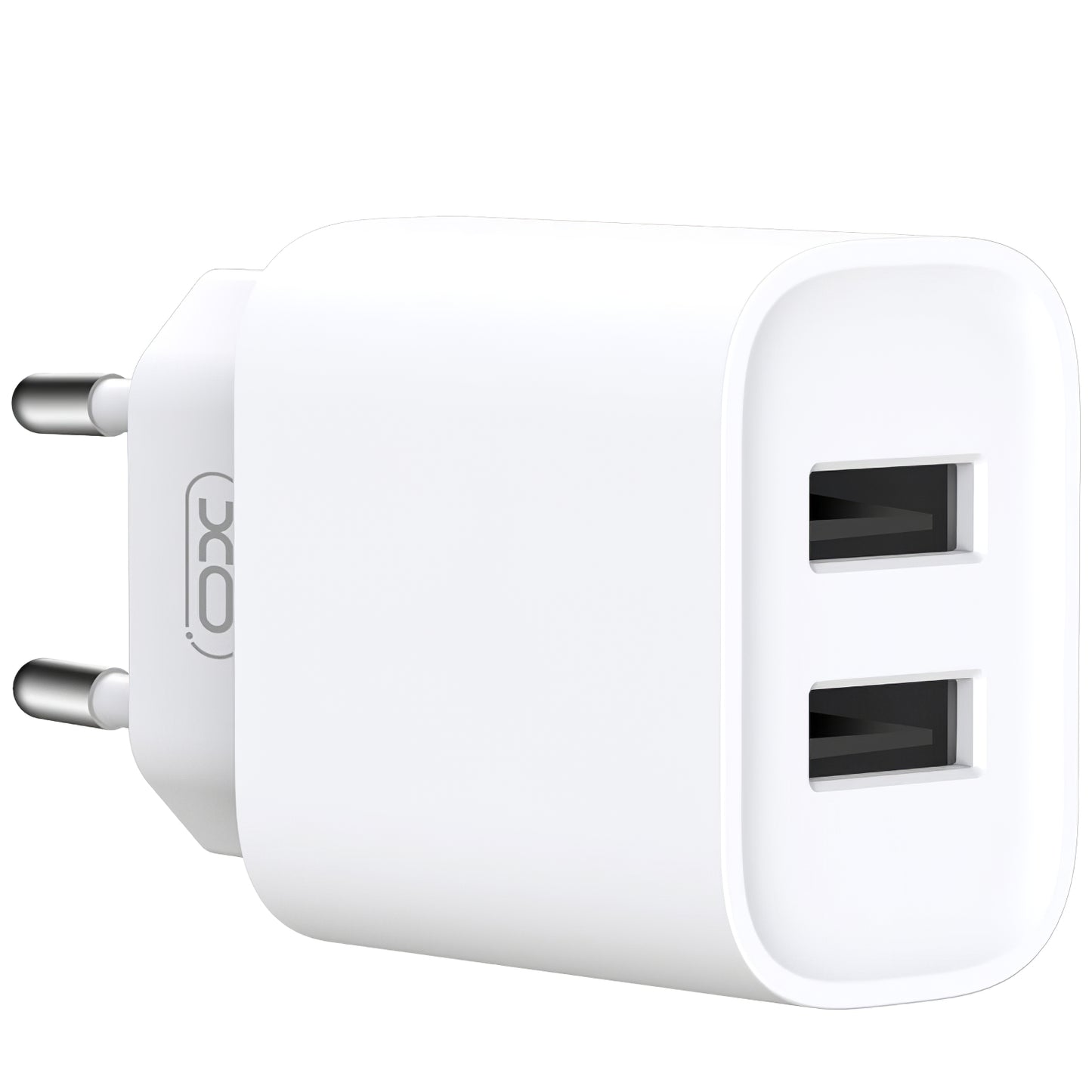 Nätverksladdare med blixtkabel XO Design CE02C, 10,5W, 2,1A, 2 x USB-A, vit
