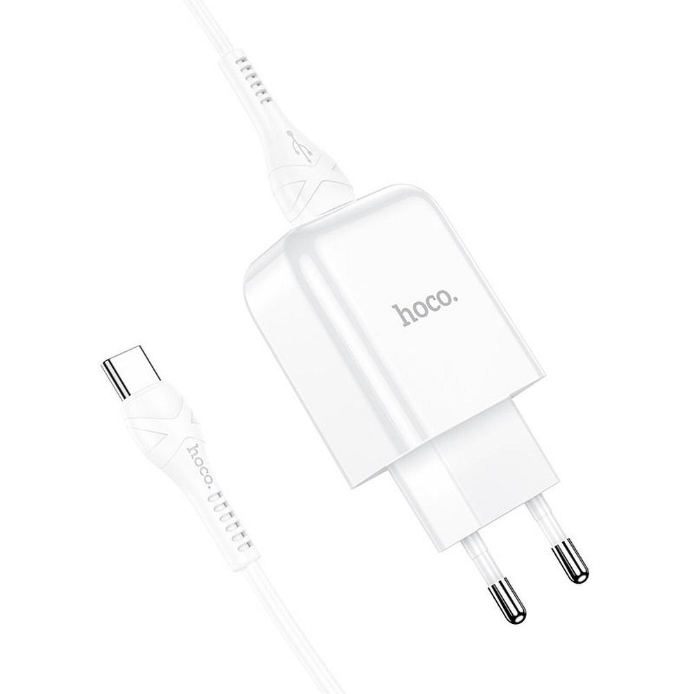 Nätverksladdare med USB-C-kabel HOCO N2, 10W, 2A, 1 x USB-A, Vit