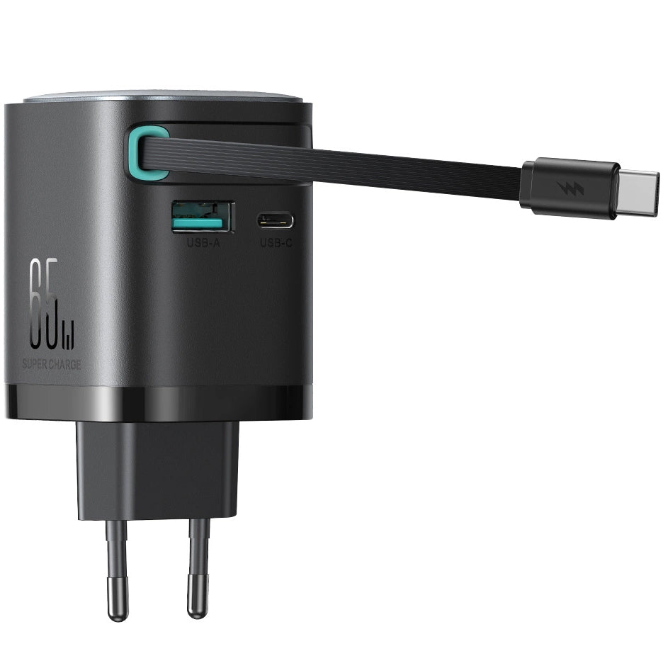 Joyroom JR-TCL02 USB-C-kabel Nätverksladdare JR-TCL02, 65W, 3A, 1 x USB-A - 1 x USB-C, Svart