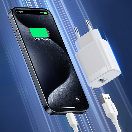 Nätadapter med USB-C-kabel Joyroom JR-TF4, 18W, 3A, 1 x USB-A, Vit