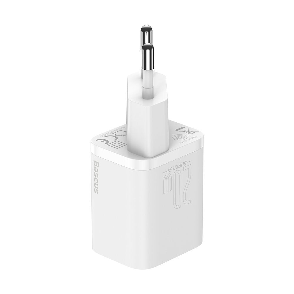 Baseus Super Si nätverksladdare med blixtkabel, 20W, 3A, 1 x USB-C, vit TZCCCSUP-B02