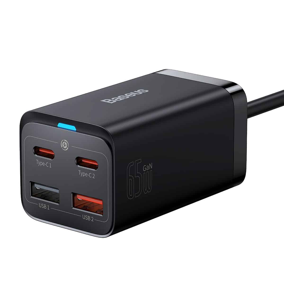 Baseus GaN3 Pro laddningsstation, 65W, 3A, 2 x USB-A - 2 x USB-C, Svart CCGP040101