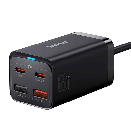 Baseus GaN3 Pro stationsladdare, 65W, 3A, 2 x USB-A - 2 x USB-C, svart CCGP04010101