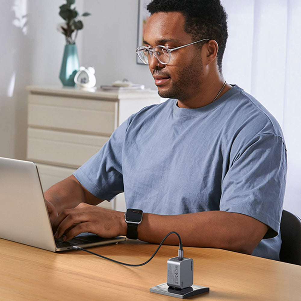 Nätverksladdare med USB-C-kabel UGREEN X755 Nexode Pro, 65W, 3A, 1 x USB-A - 2 x USB-C, Grå