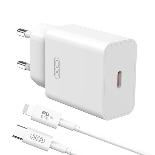 Nätadapter med Lightning-kabel XO Design L126, 20W, 3A, 1 x USB-C, Vit