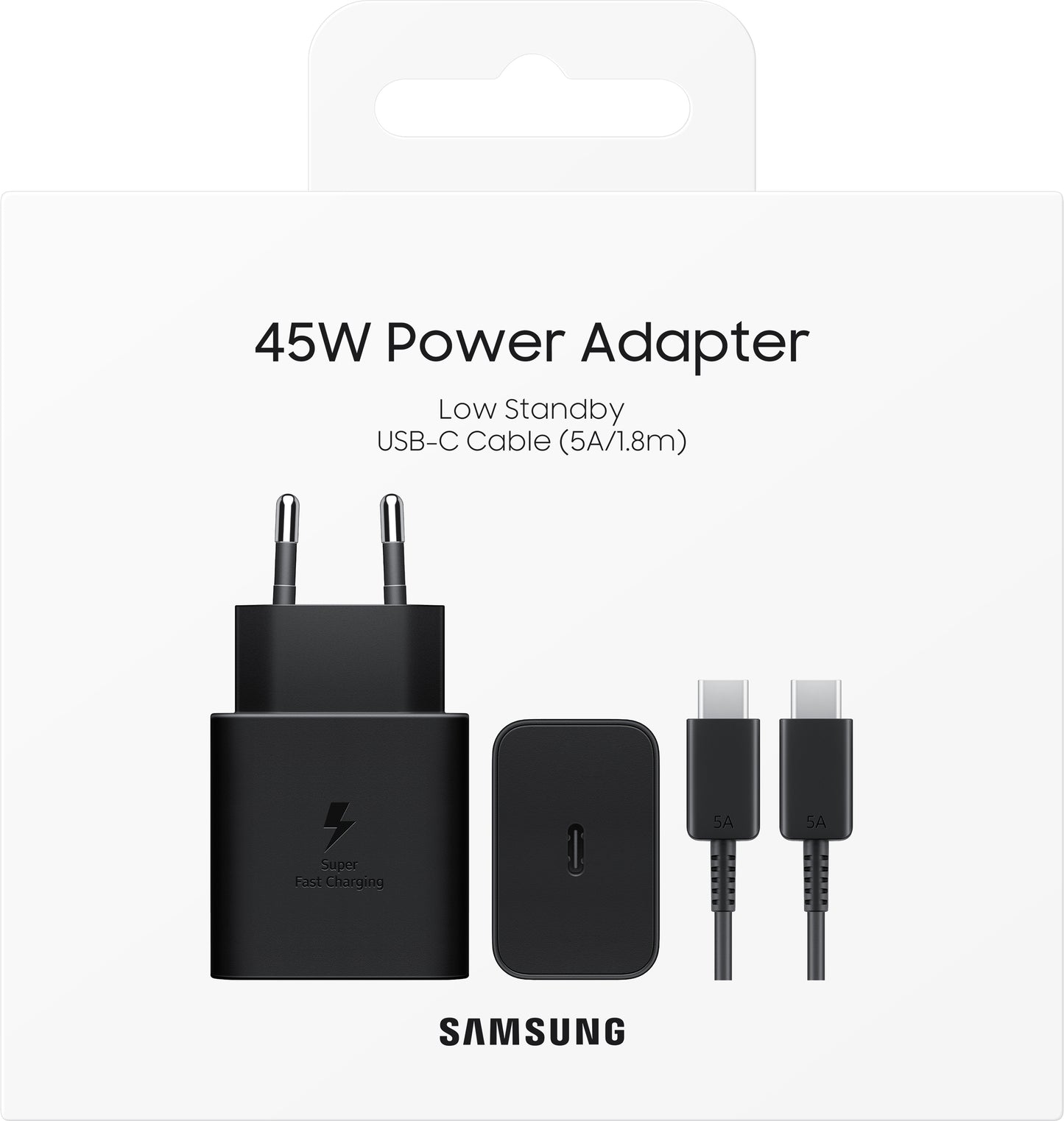 Nätverksladdare med USB-C-kabel Samsung, 45W, 4.05A, 1 x USB-C, Svart EP-T4511XBEGEU