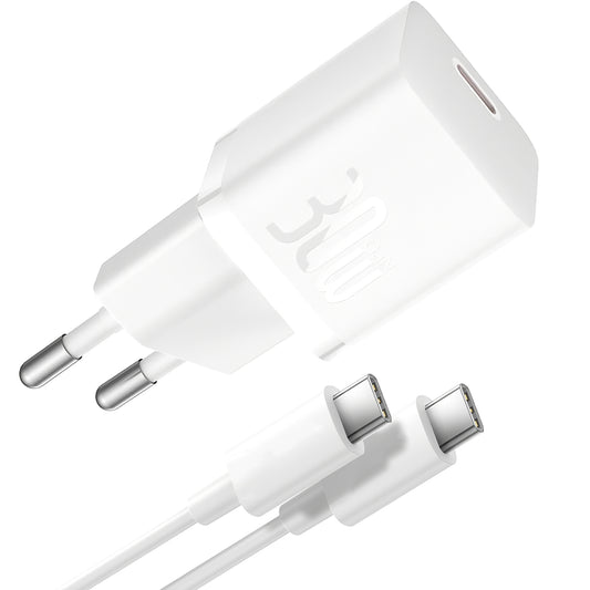 Baseus GaN5S USB-C-kabel Nätverksladdare GaN5S, 30W, 3A, 1 x USB-C, Vit P1011090902213-00