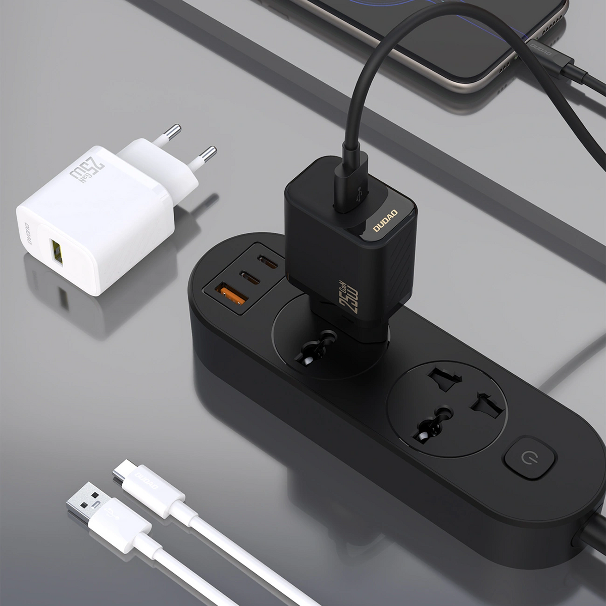 Nätadapter med USB-C-kabel Dudao A27STEU, 25W, 3A, 1 x USB-A, svart