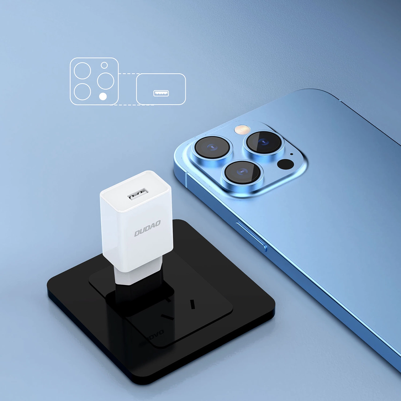 Nätverksladdare med USB-C-kabel Dudao A4EU, 10W, 2.1A, 1 x USB-A, Vit