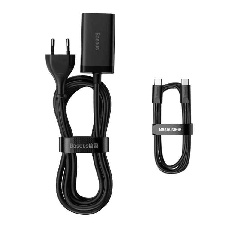 Baseus GaN3 Pro laddningsstation, 65W, 3A, 2 x USB-A - 2 x USB-C, Svart CCGP040101