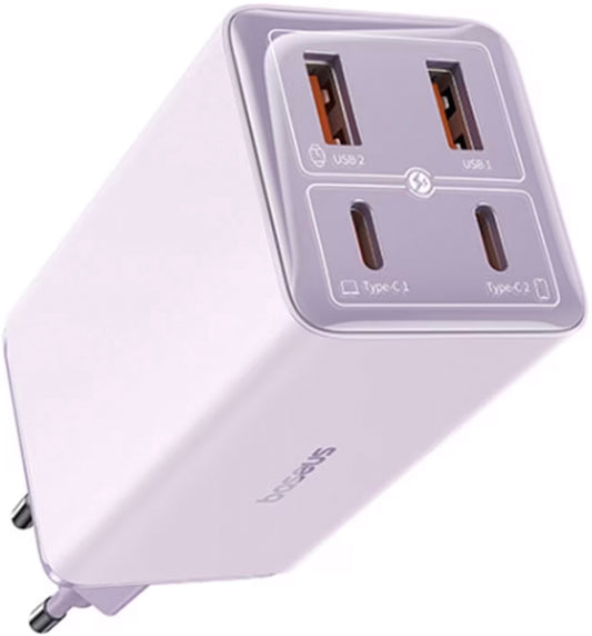 Nätverksladdare med USB-C-kabel Baseus GaN6 Pro, 100W, 3.25A, 2 x USB-A - 2 x USB-C, Lila P10162705532-00