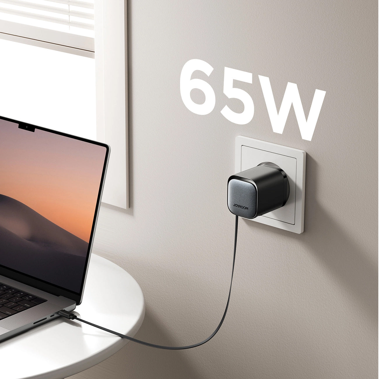 Joyroom JR-TCL02 USB-C-kabel Nätverksladdare JR-TCL02, 65W, 3A, 1 x USB-A - 1 x USB-C, Svart