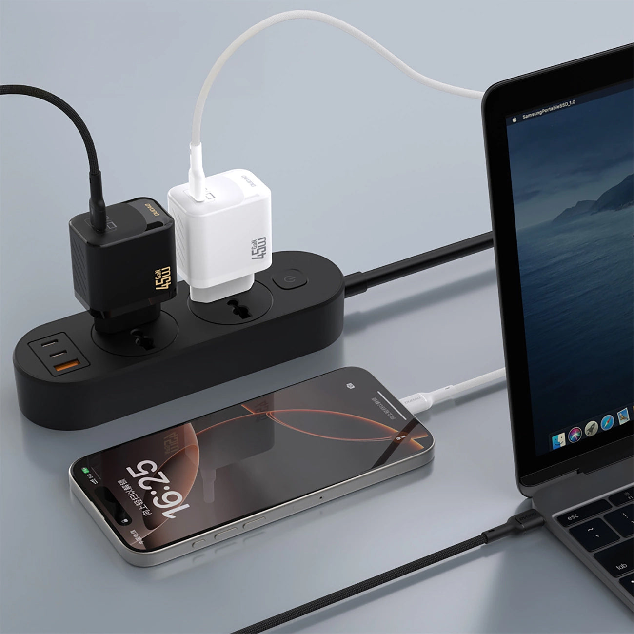 Nätverksladdare med USB-C-kabel Dudao A28C, 45W, 3A, 1 x USB-C, Svart