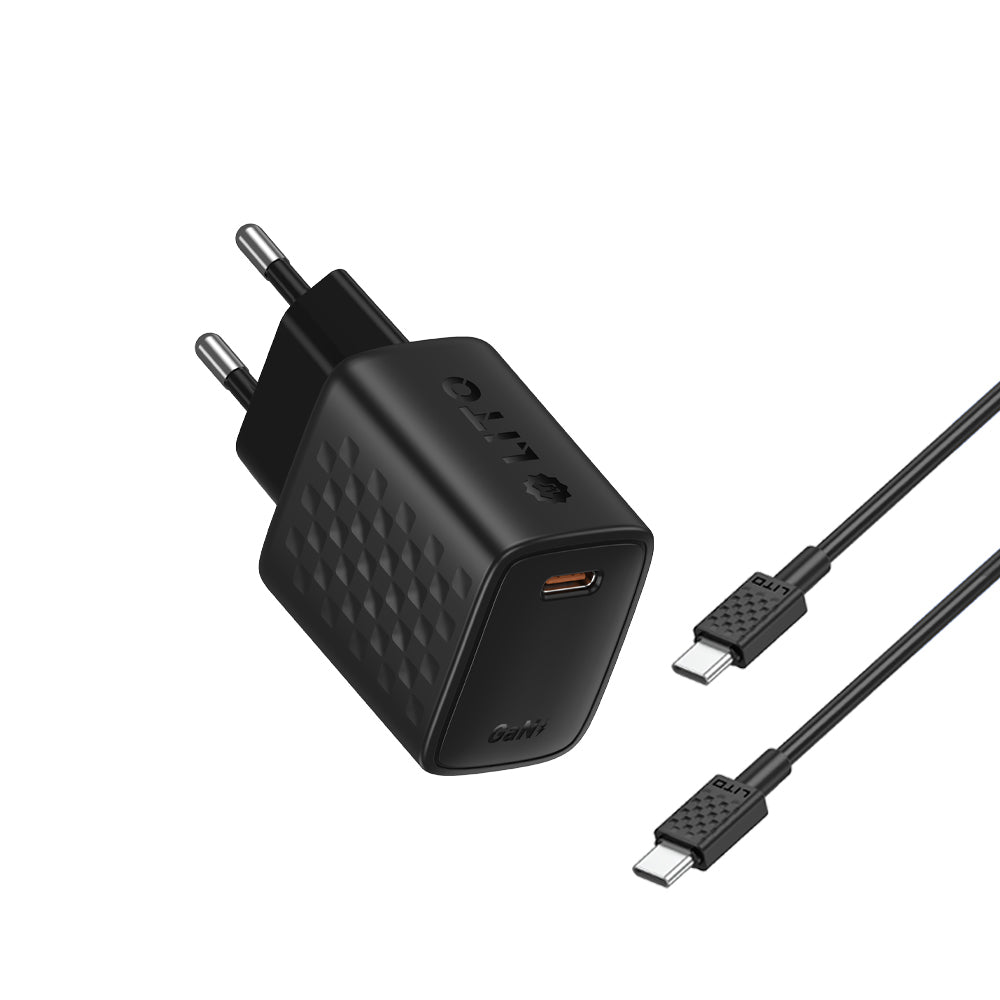 Network Charger with USB-C Cable Lito LC17T, 30W, 3A, 1 x USB-C, Black