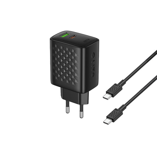Nätverksladdare med USB-C-kabel Lito LC24T, 65W, 3.25A, 1 x USB-A - 1 x USB-C, Svart