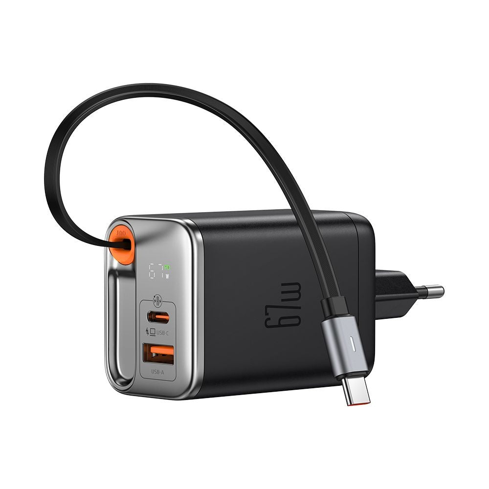 Nätverksladdare med USB-C-kabel McDodo CH-4100 FreeGo Display, 67W, 3.35A, 1 x USB-A - 1 x USB-C, Svart