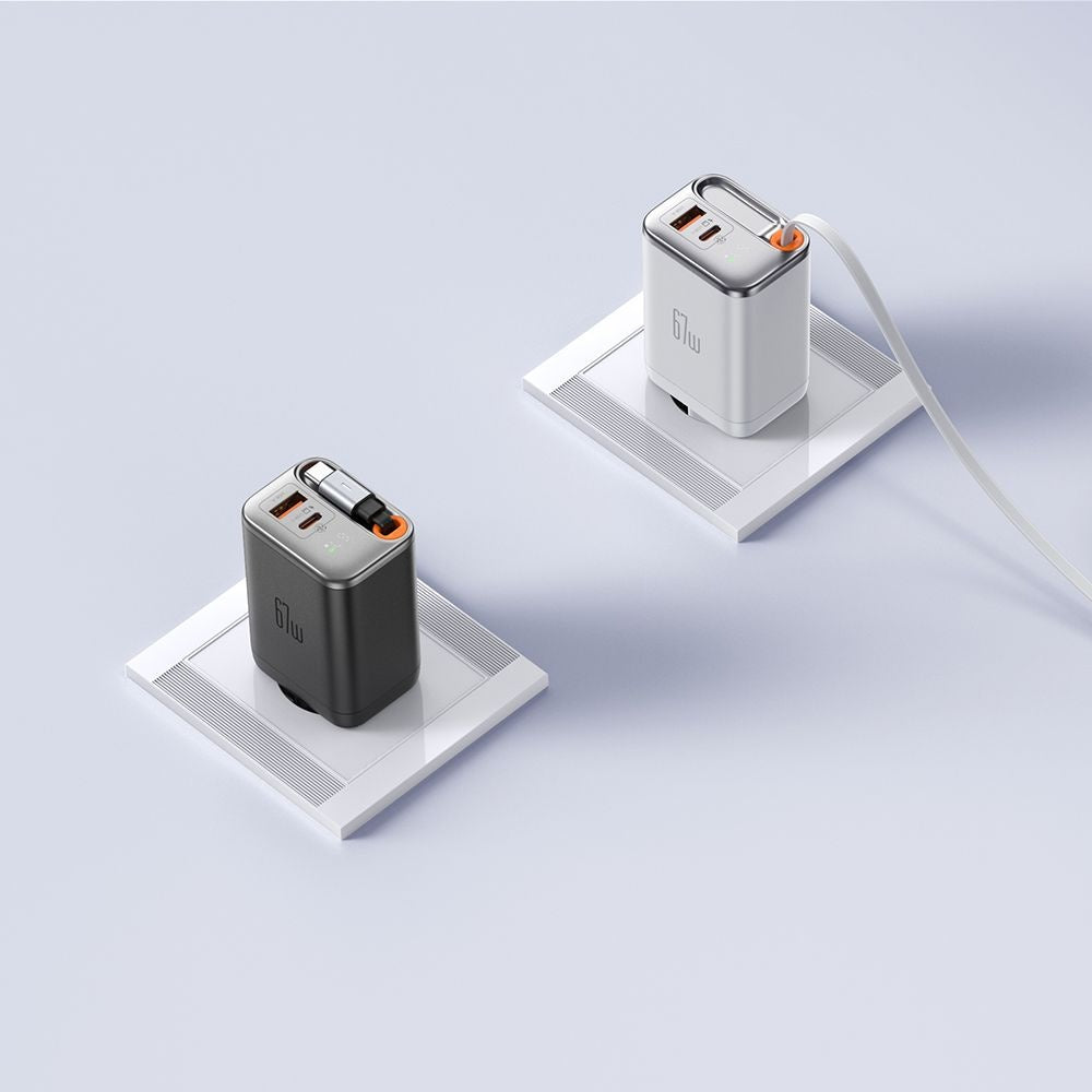 Nätverksladdare med USB-C-kabel McDodo CH-4103 FreeGo Display, 67W, 3.35A, 1 x USB-A - 1 x USB-C, Vit