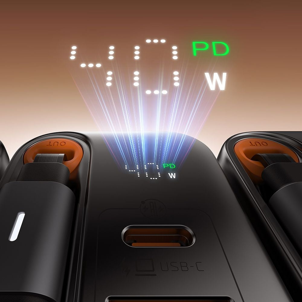 Nätverksladdare med USB-C-kabel McDodo CH-4281 FreeGo Display, 40W, 3A, 1 x USB-A - 1 x USB-C, Svart