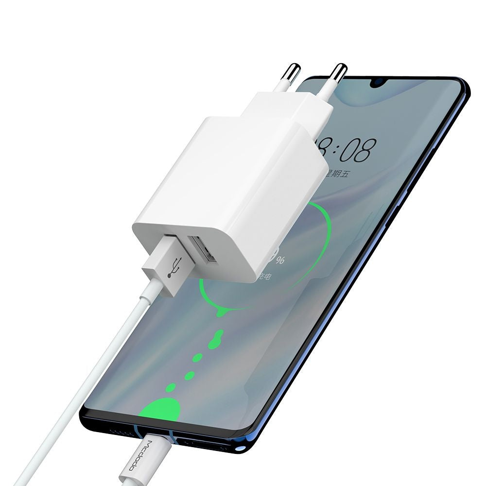 Nätverksladdare med USB-C-kabel McDodo CH-6721 Erbjudande, 12W, 2.4A, 2 x USB-A, Vit
