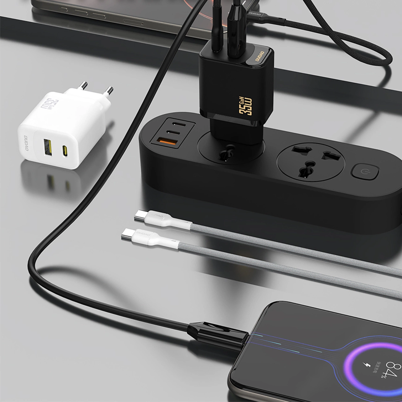 Nätadapter Dudao A27 Max, 35W, 1 x USB-A - 1 x USB-C, Vit