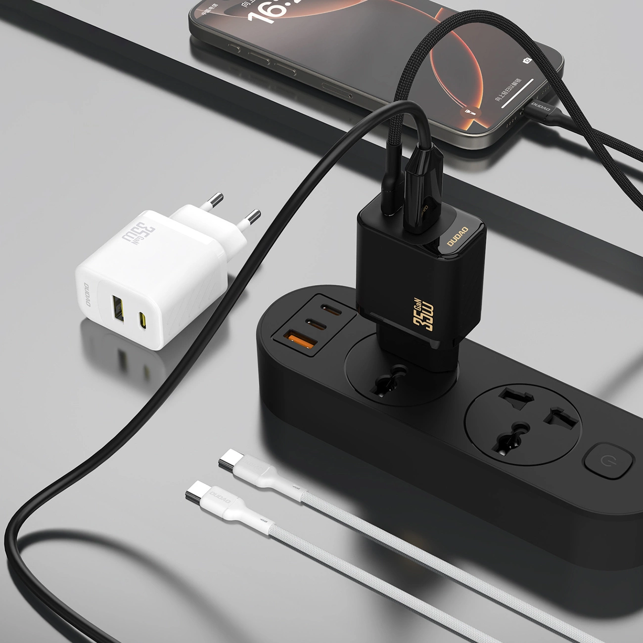 Nätadapter Dudao A27 Max, 35W, 1 x USB-A - 1 x USB-C, Vit