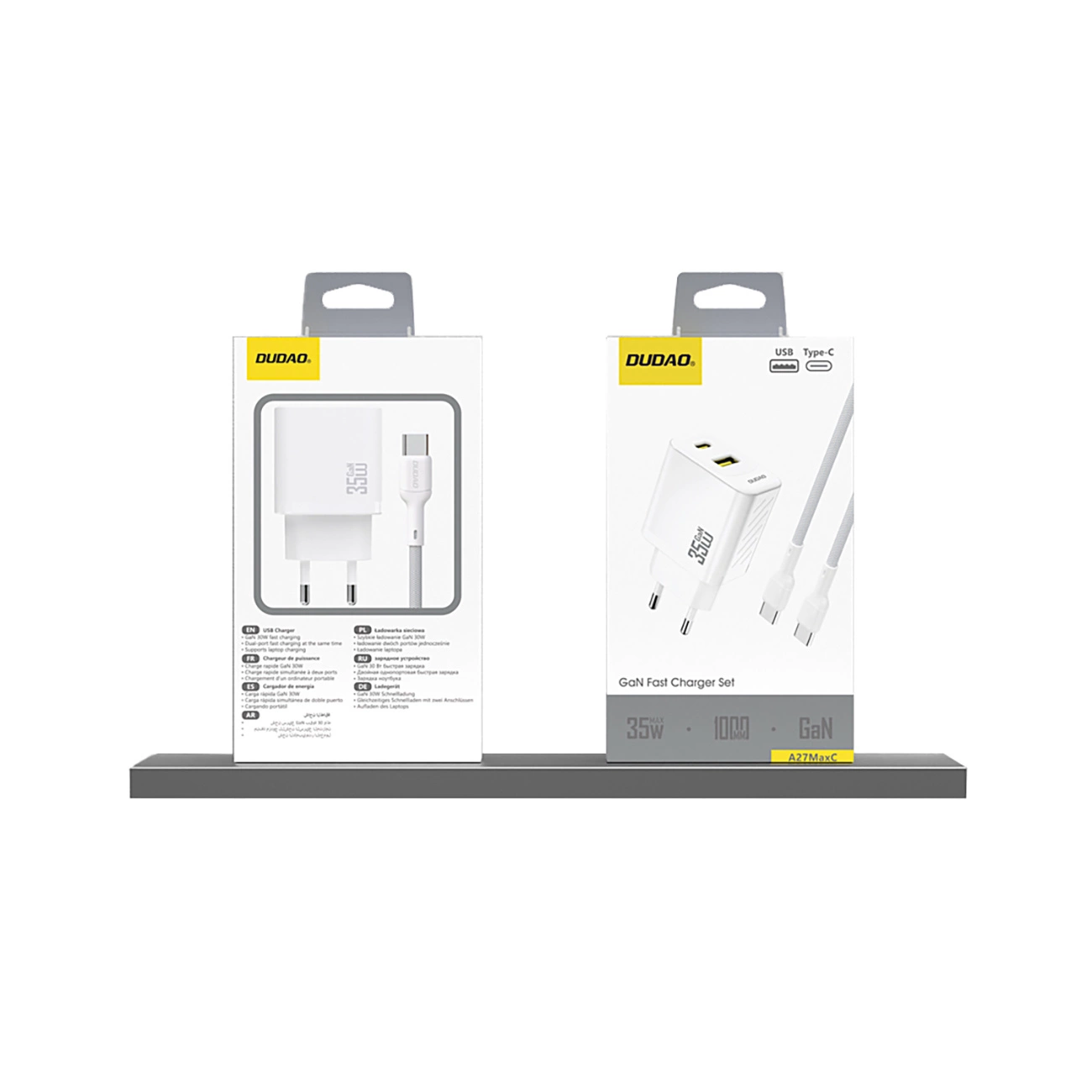 Nätadapter Dudao A27 Max, 35W, 1 x USB-A - 1 x USB-C, Vit