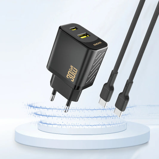 Dudao A27TEU Network Charger, 30W, 3A, 1 x USB-A - 1 x USB-C, Black