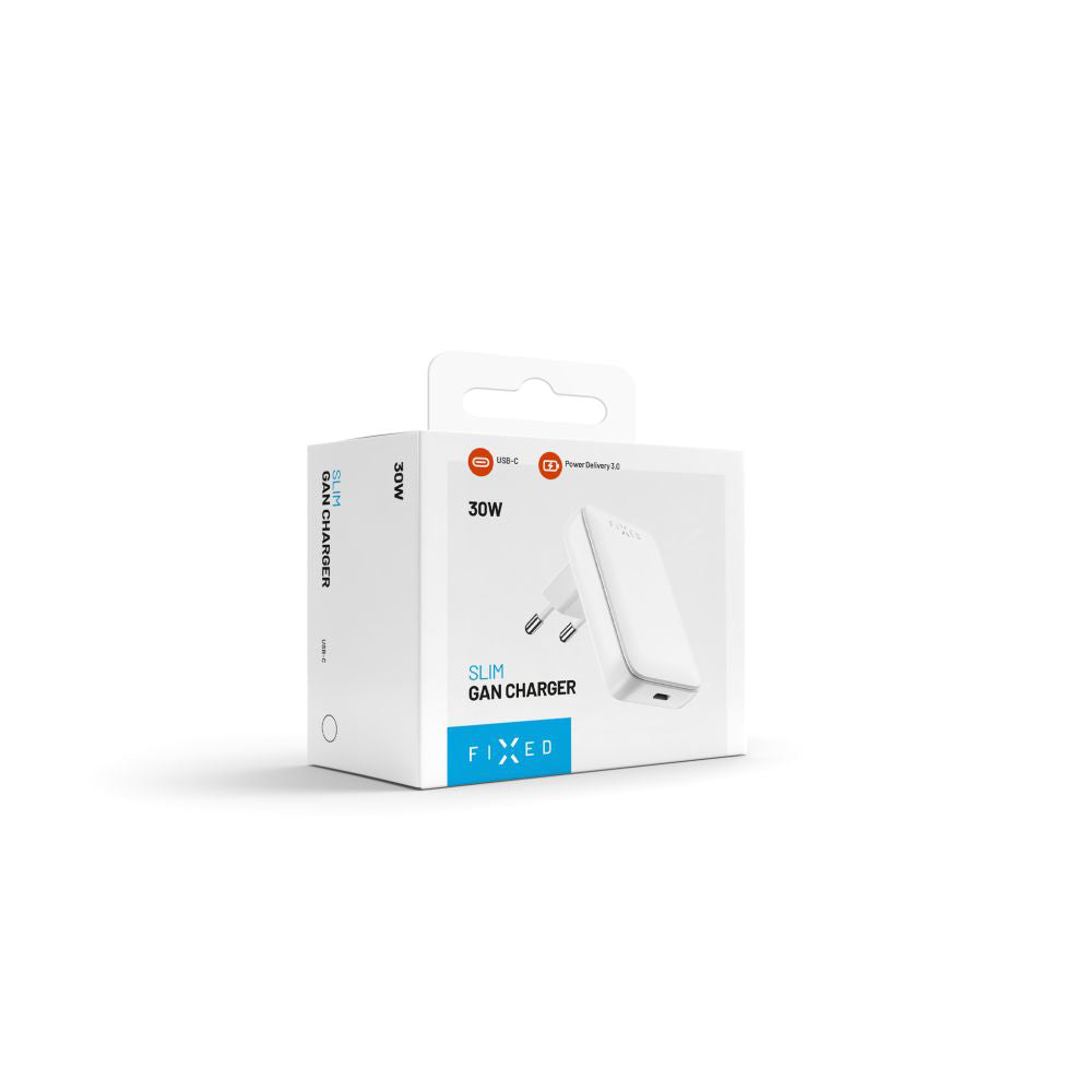 Nätverksladdare Fixed, 30W, 3A, 1 x USB-C, Vit